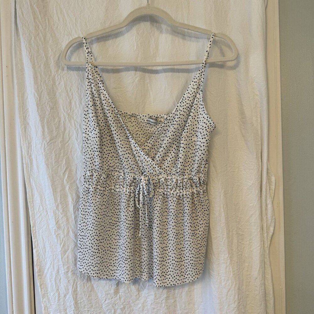 Abercrombie & Fitch Large Sleeveless Babydoll Top Black White‎ Polka Dots Y2K